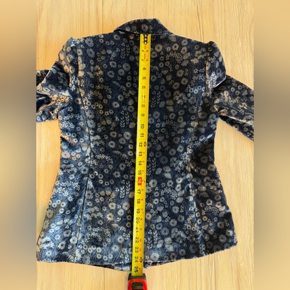 Rebecca Taylor - Blue & White Floral Velvet Double Breasted Blazer size 6 - Picture 10 of 10